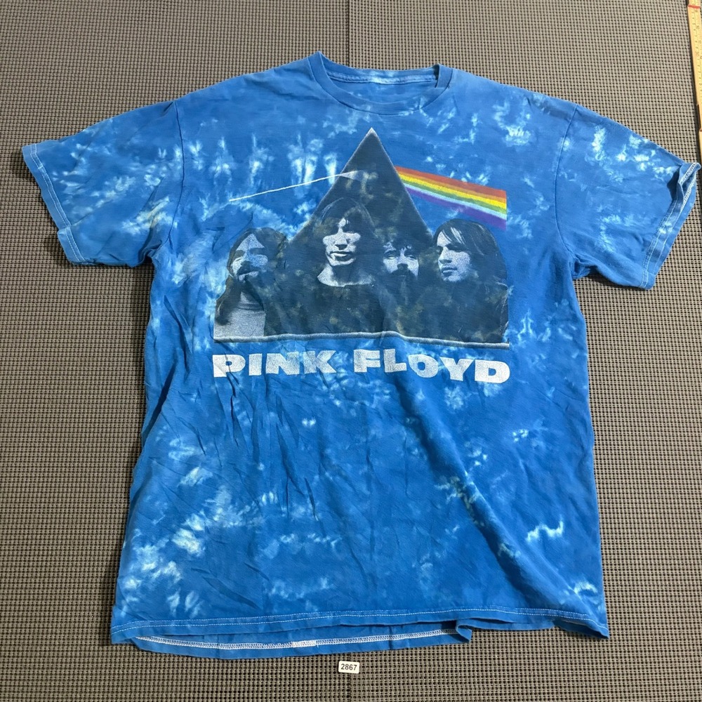 Pink Floyd Dark Side of the Moon Blue Tie Dye Graphic T-Shirt Size Estimated L